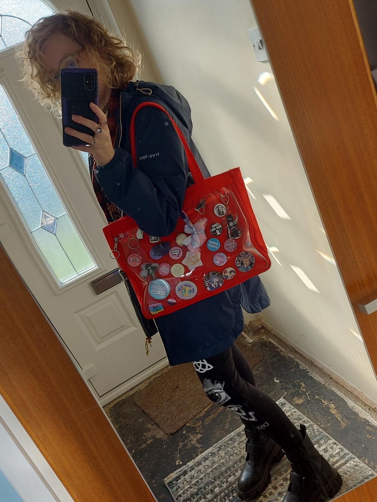 a full body photo of me with my red bag